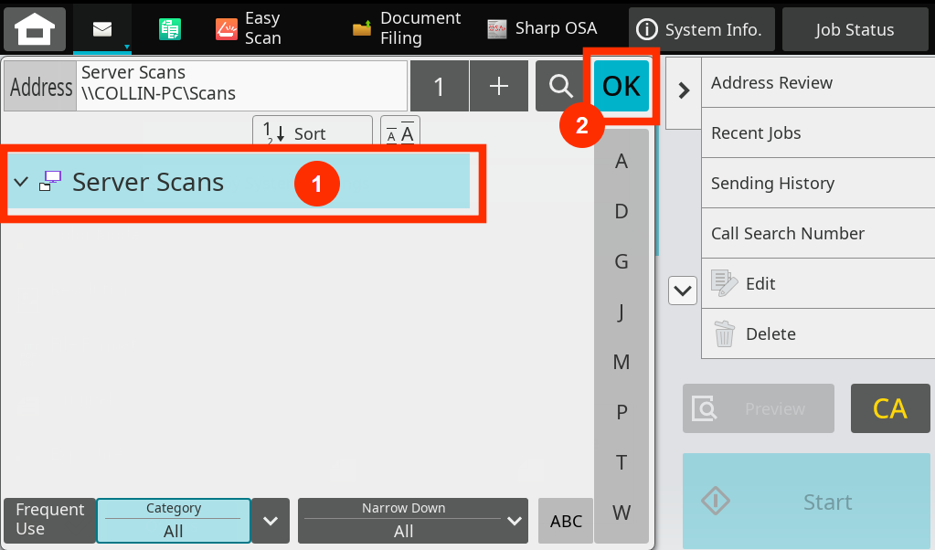Choose destination, tap ok