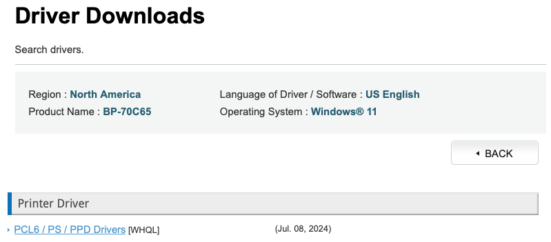 Choose printer driver