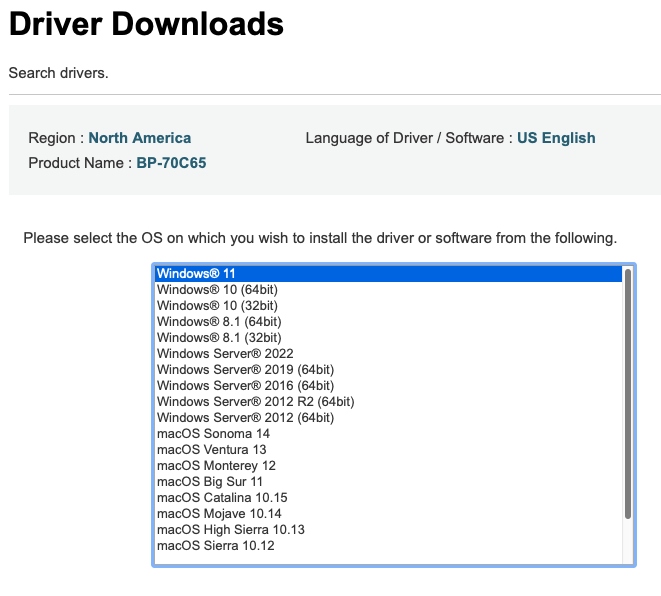 Choose operating system