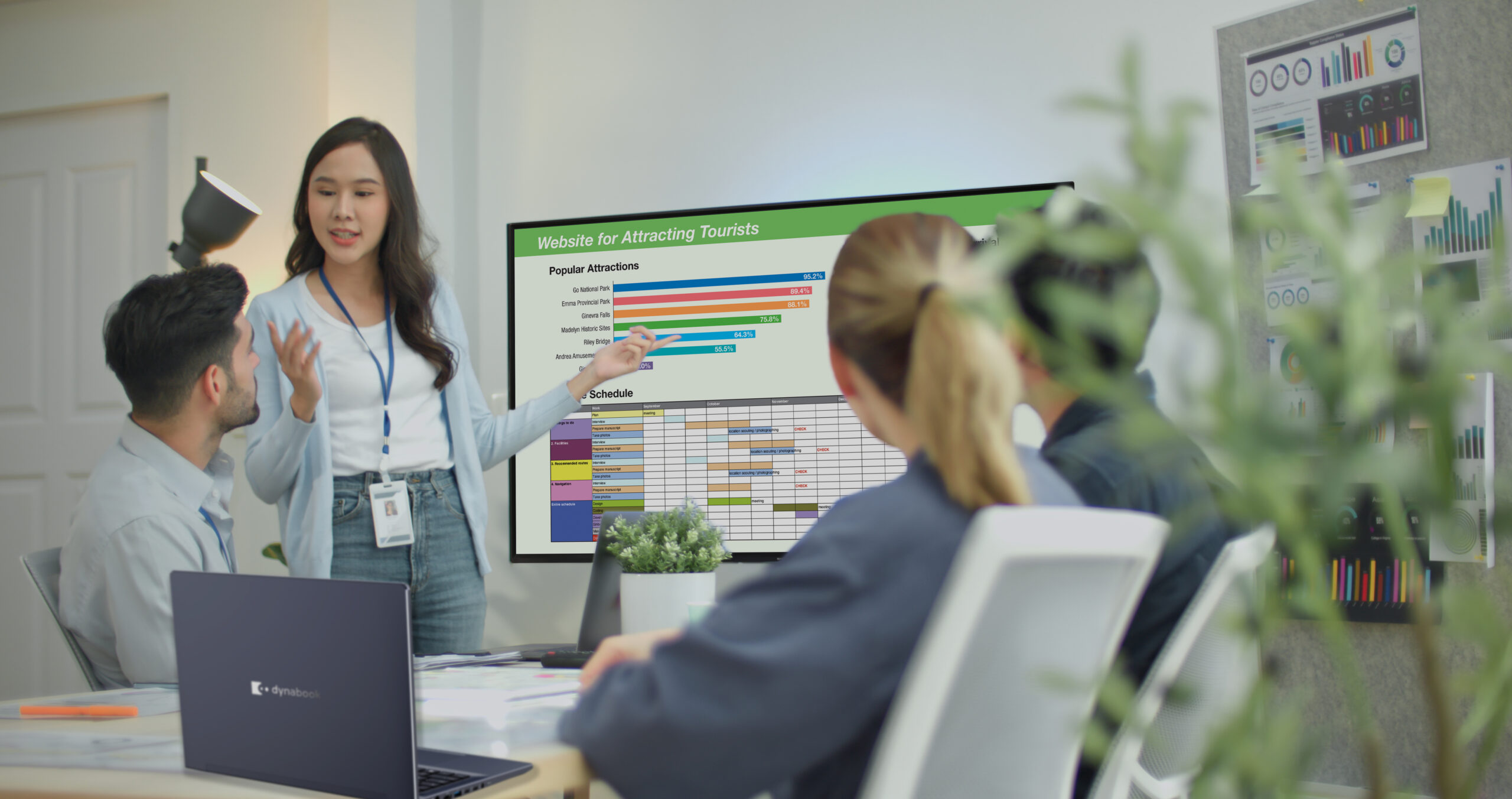 Conference room with display and Dynabook